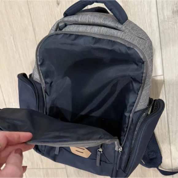 🌺 BB GEAR Navy Blue and Gray Diaper Bag Backpack - Picture 10 of 16